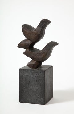Blackened Bronze Sculpture "Flyvende Fugle" by Erik Heide, 2003