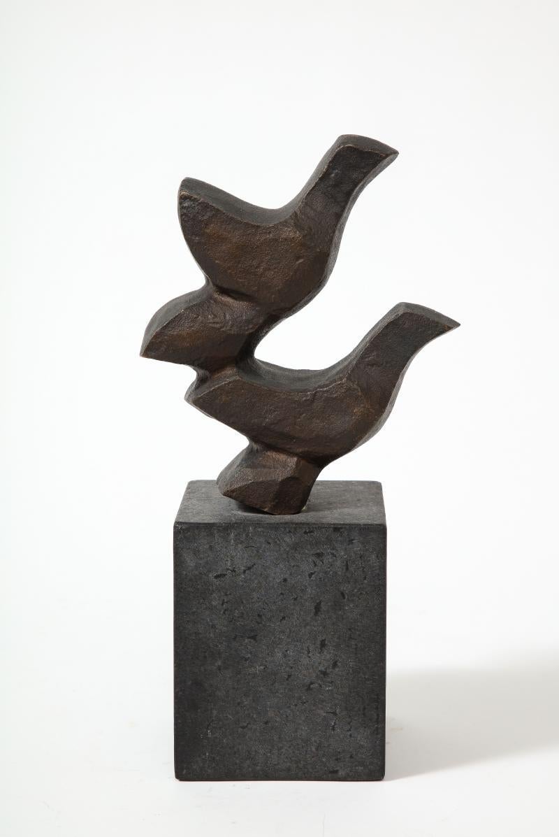 Brutalist Blackened Bronze Sculpture 