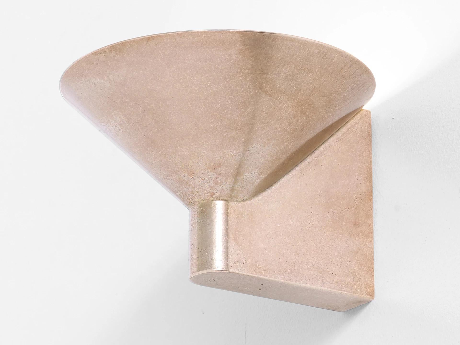 Conical Up, Sculpted Blackened Bronze Wall Light by Henry Wilson In New Condition In Geneve, CH