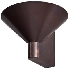 Conical Up, Sculpted Blackened Bronze Wall Light by Henry Wilson