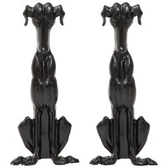 Blackened Bronze Whippet Andirons