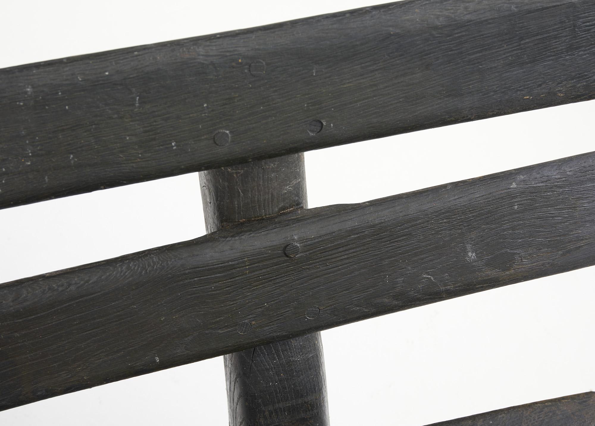 Blackened brutalist wood bench by Gottfried Anliker, Switzerland 1960 1
