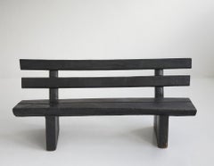 Blackened brutalist wood bench by Gottfried Anliker, Switzerland 1960