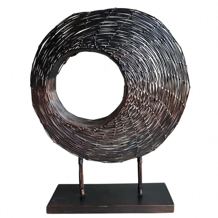 Blackened Copper Wire Sculpture on Stand For Sale at 1stDibs