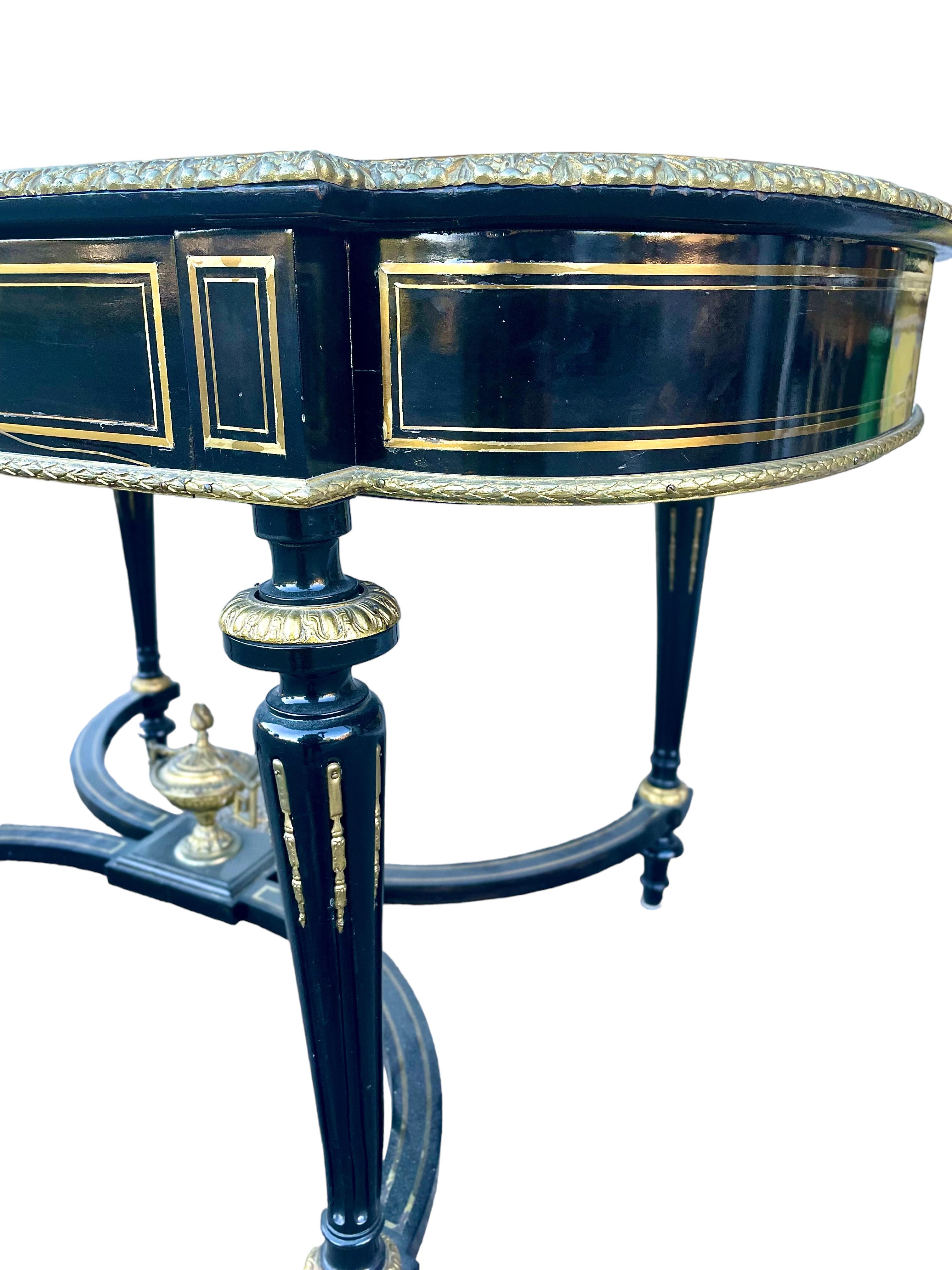 19th Century Antique Ebonized Fruitwood Center or Writing Table, Napoleon III Period For Sale