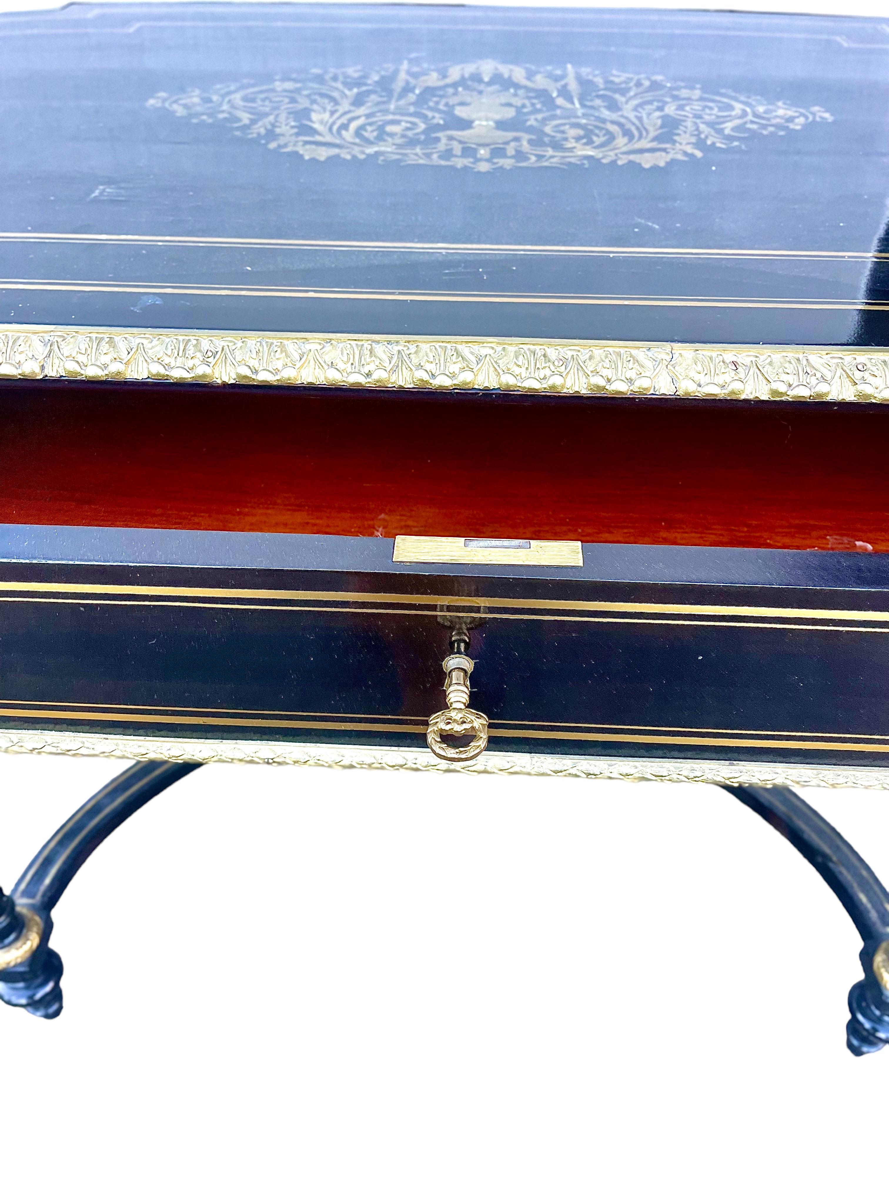 Wood Ebonized Center or Writing Table, Napoleon III Period For Sale