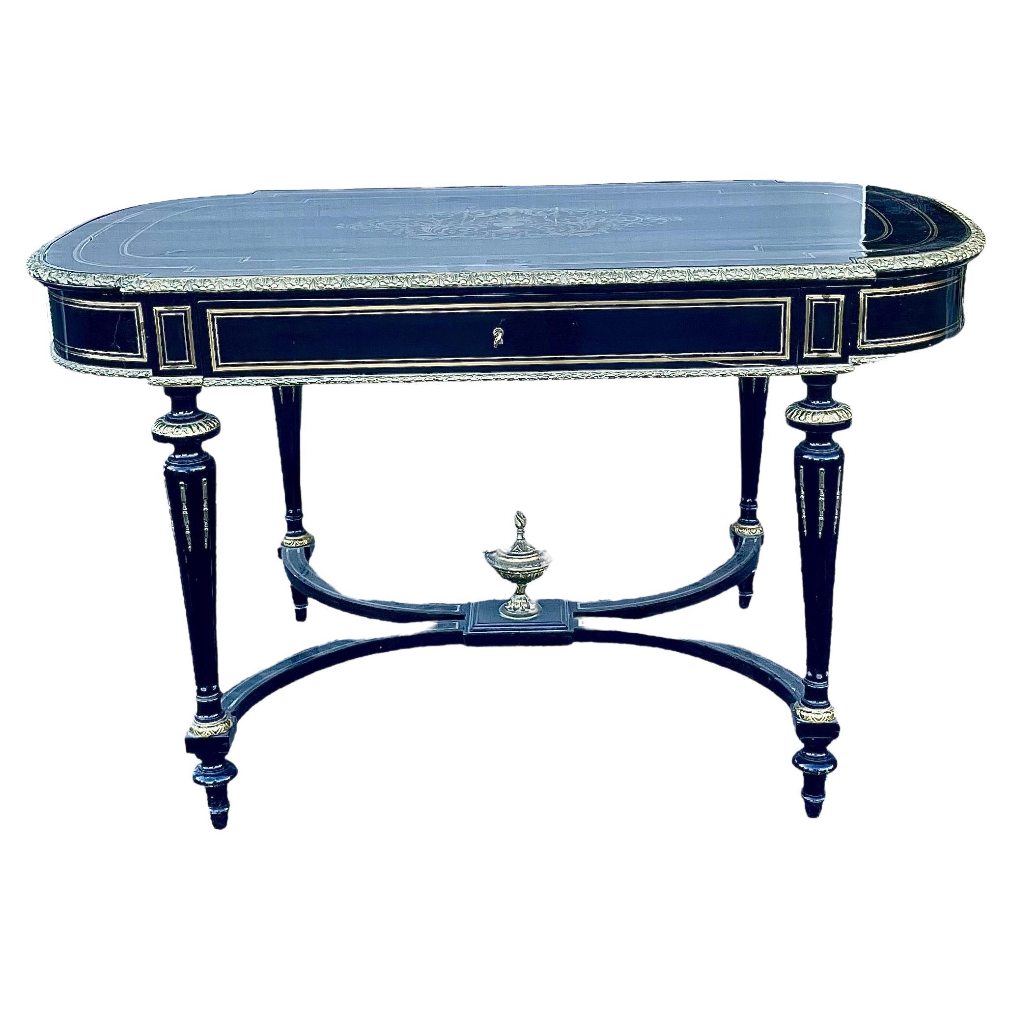 Ebonized Fruitwood Center Table, Napoleon III Period