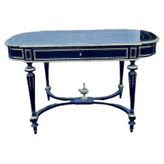 Antique Ebonized Center or Writing Table, Napoleon III Period