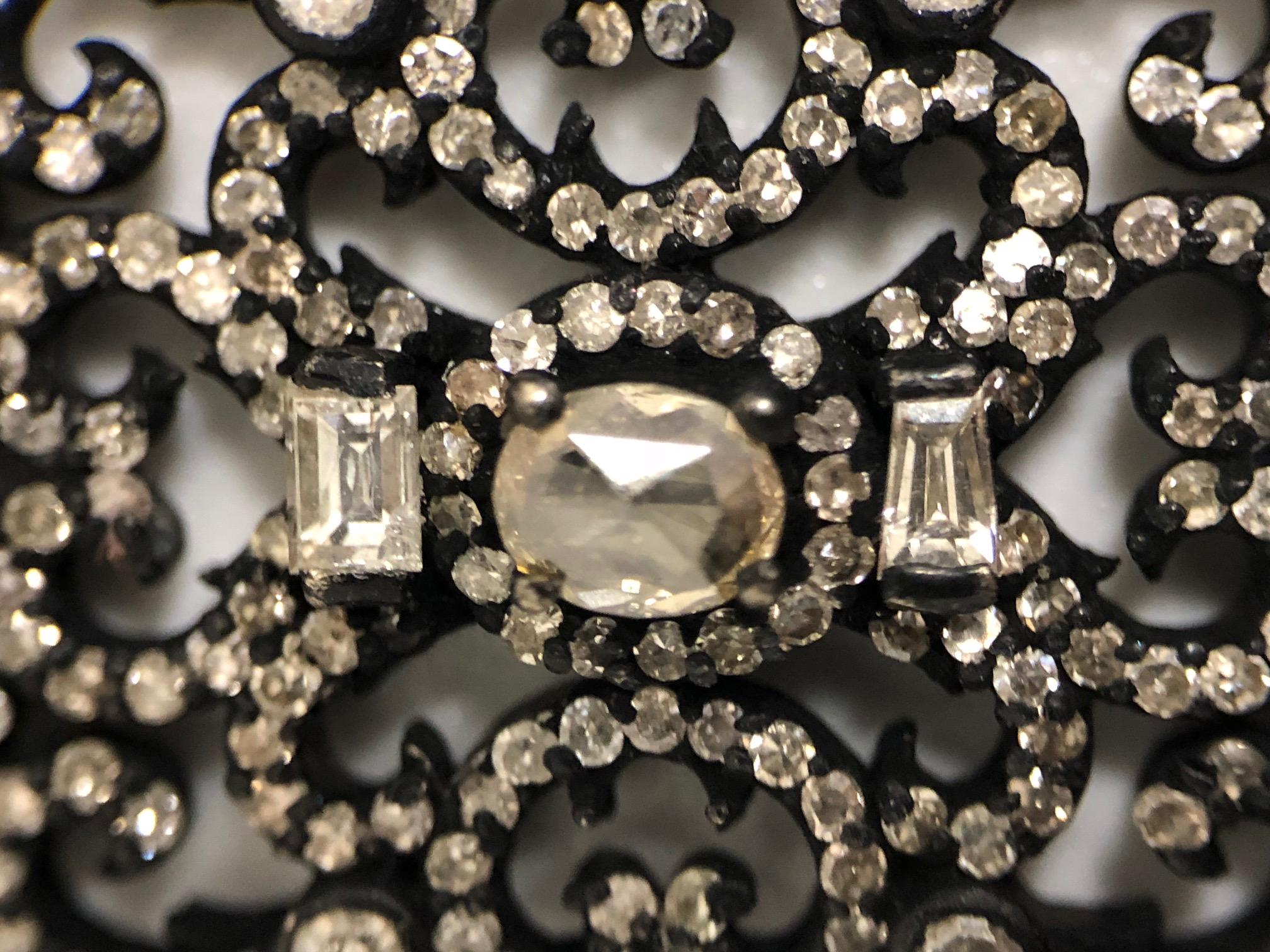 Women's Blackened Gold Estate Diamond Pendant Earrings For Sale