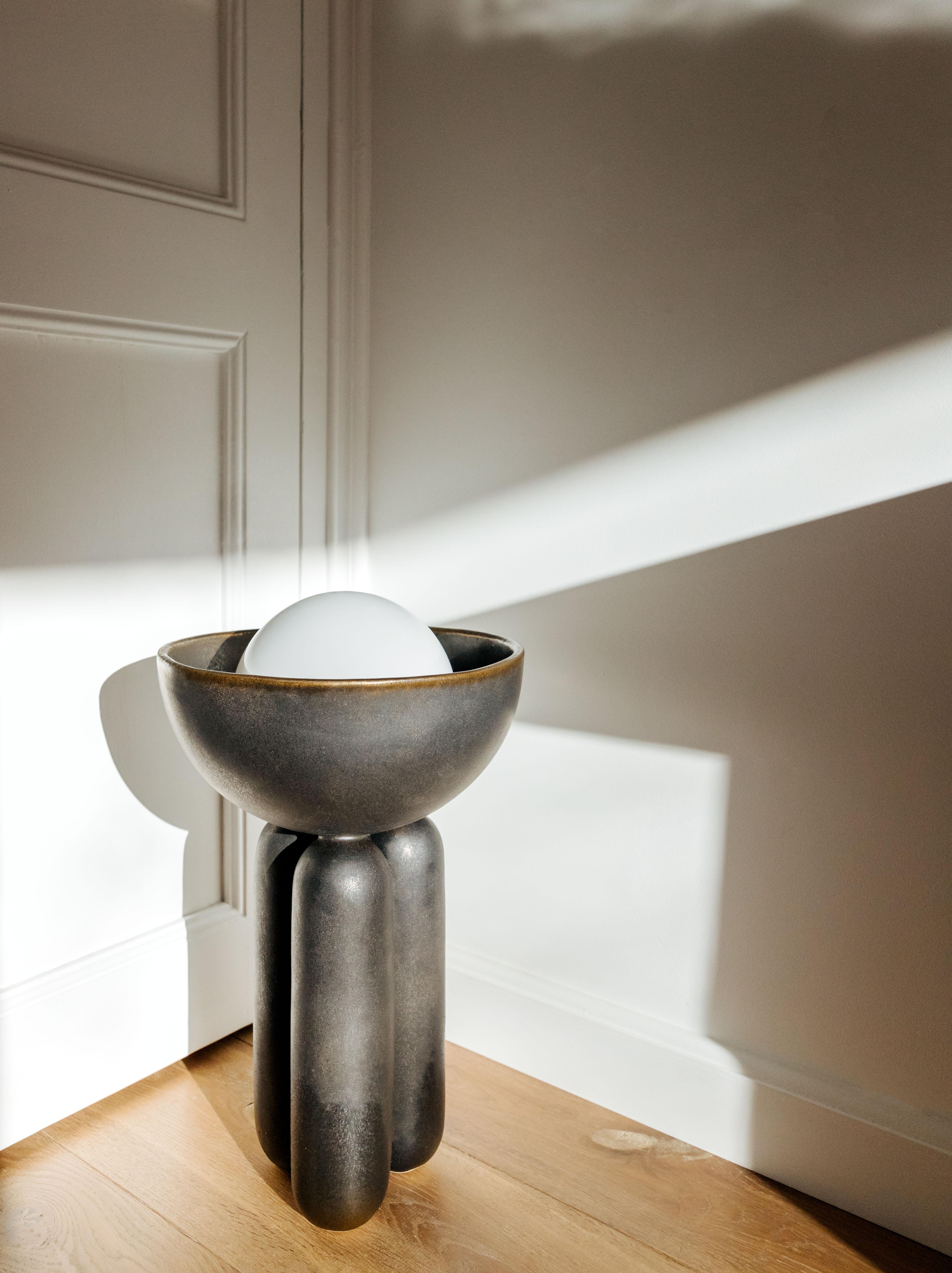 Post-Modern Blackened Gold Half Sphere Lamp by Lisa Allegra For Sale