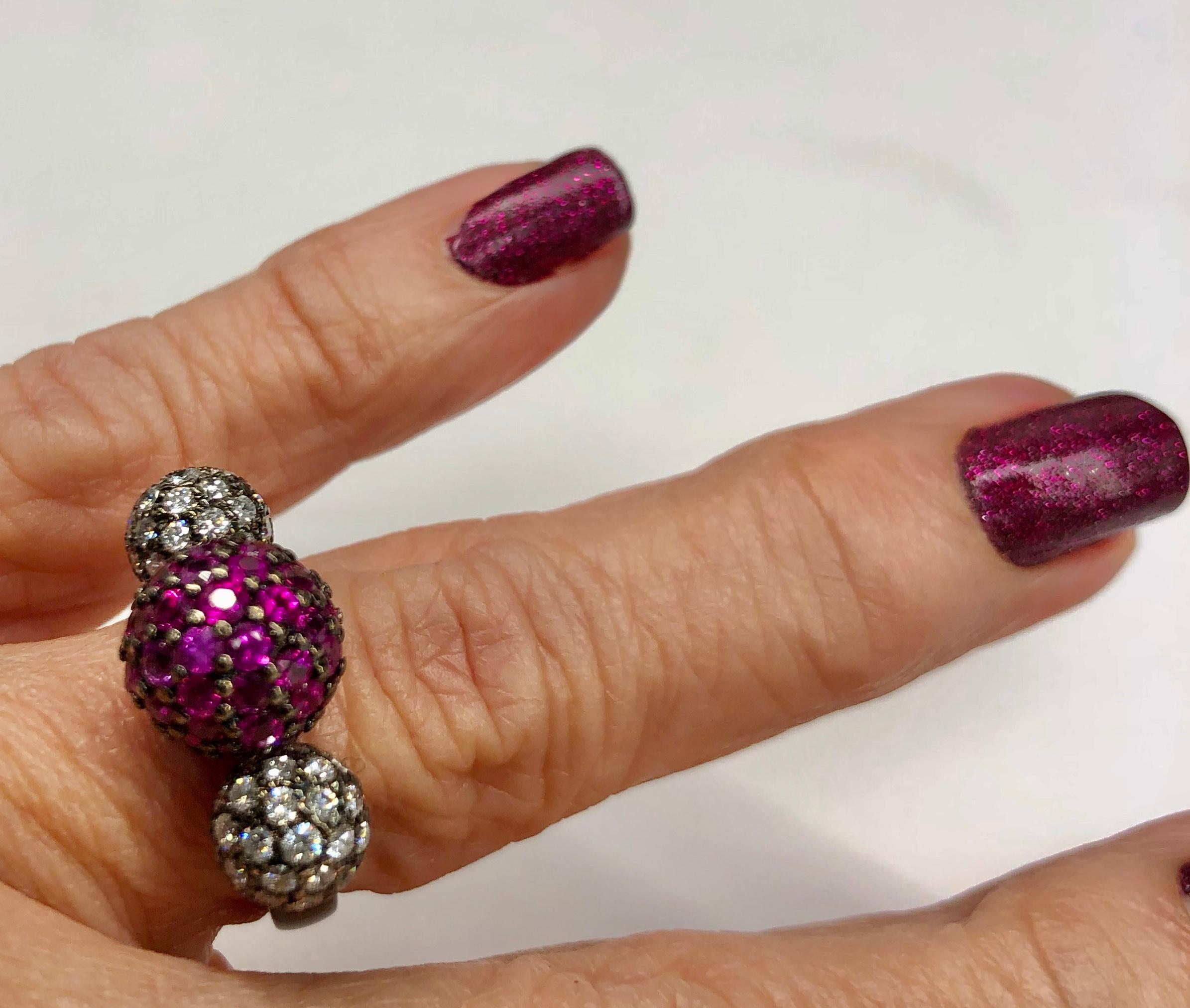 Women's Pavé Ruby and Diamond Ball Ring