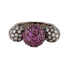 Pavé Ruby and Diamond Ball Ring