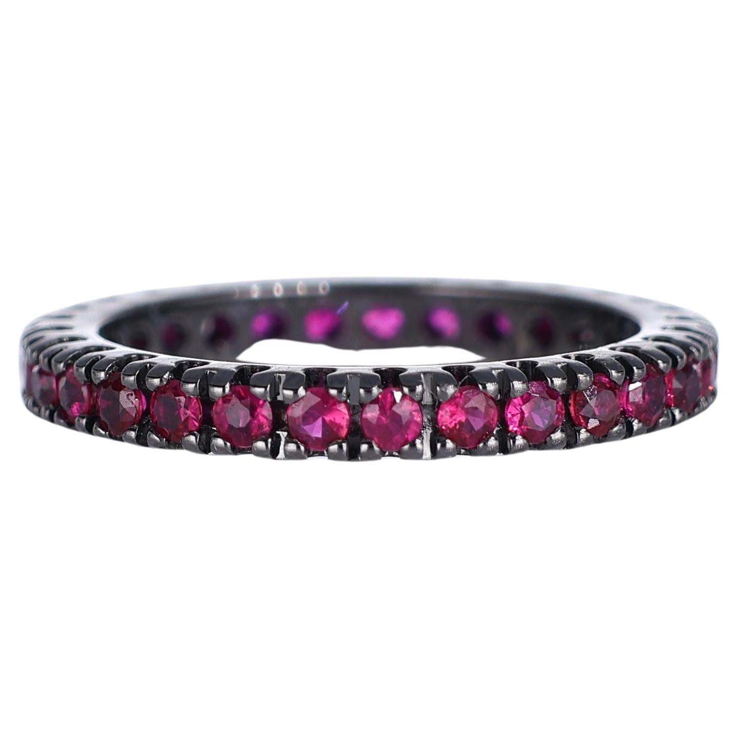 Blackened Gold Ruby Eternity Band Ring