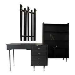 Blackened Home Office Suite Set of Three, 1950s