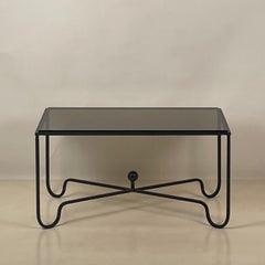 Blackened Iron and Smoked Glass 'Entretoise' Coffee Table by Design Frères