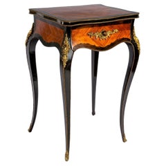 Blackened Natural Wood Worker-Rosewood Marquetry - Louis XV Style-Period: XIXth