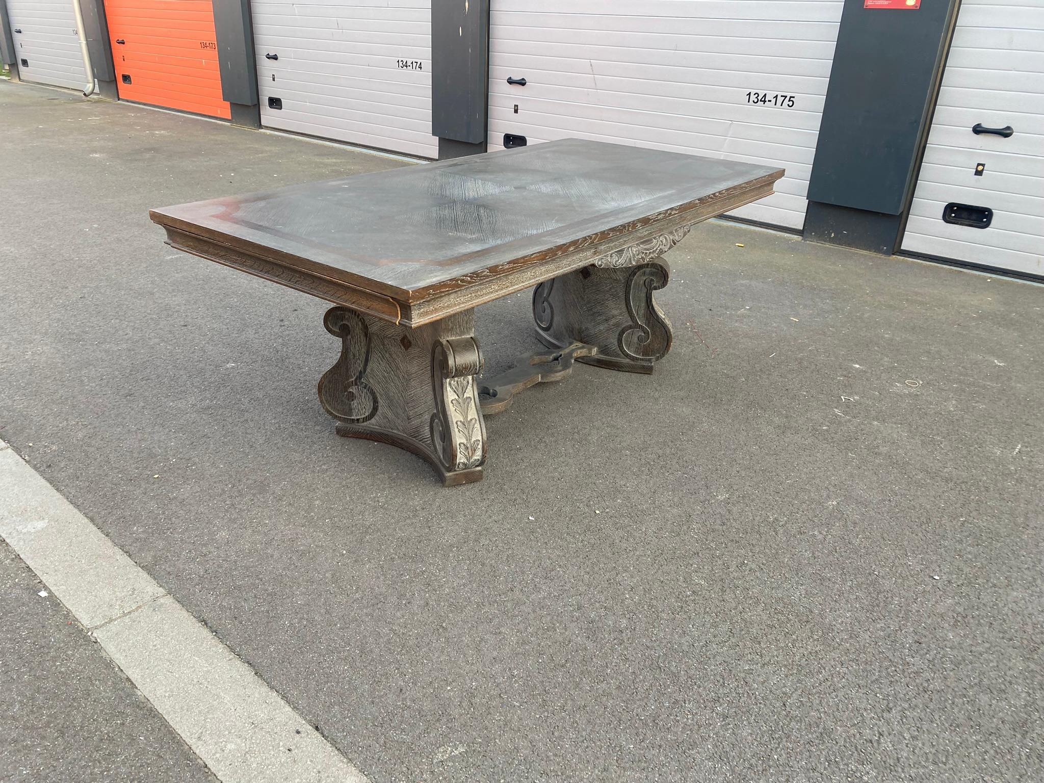 French Blackened Oak Art Deco Table, circa 1940/1950  For Sale