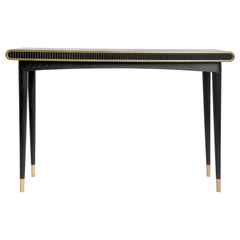 console tables uk Blackened Oak Brass and Corian Gaia Console Table by Felice James Handmade in UK