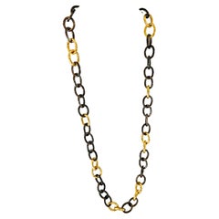 The 50/50 Blackened Silver and Gold 25" Chain Necklace, by Tagili