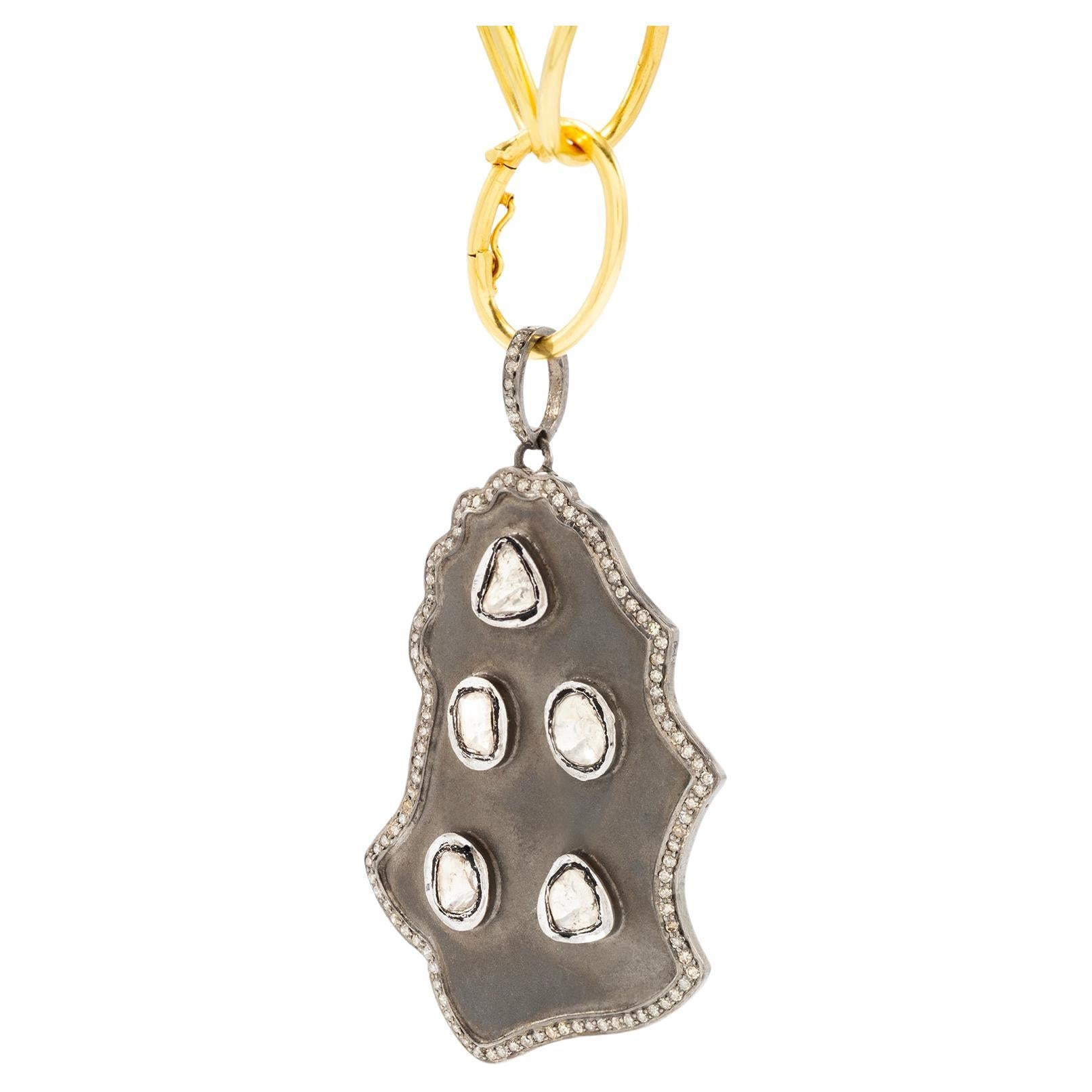 Statement-Halskette aus geschwärztem Silber, Gold und Diamanten, von Tagili im Angebot