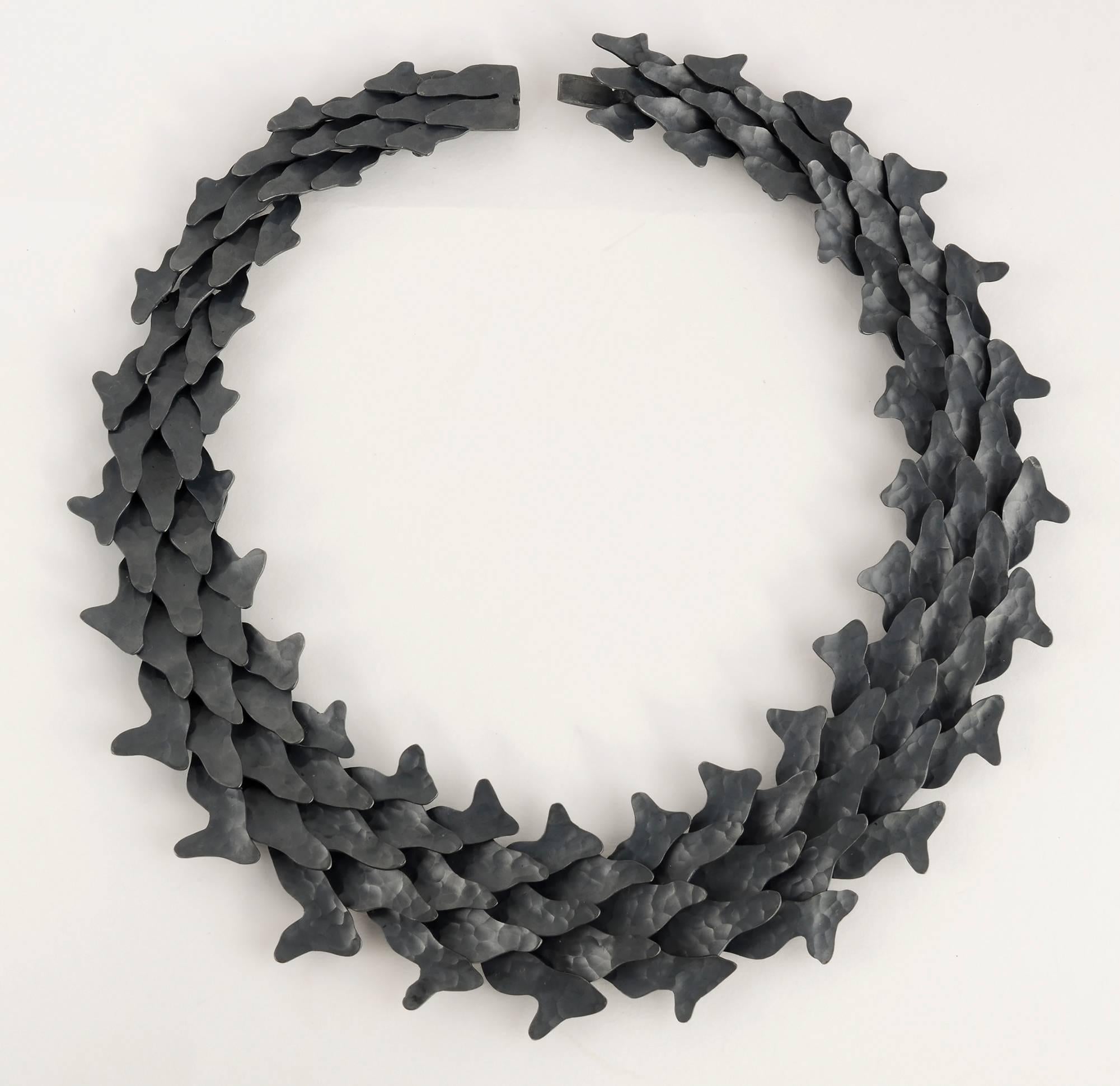 Modern Blackened Silver Links Necklace
