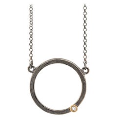 Blackened Silver Necklace with a Diamond