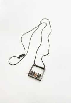 Blackened Silver Neckless “The Only One” with 14 Karat Gold Figure of Woman