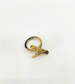 Blackened Silver Ring "Fireworks" with Peridots and Chrome Diopside