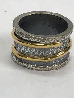 Blackened Silver Ring with 22k Gold Wraparound Band by Tagili Designs