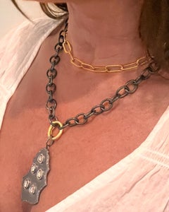 Blackened Silver Thick Chain with 20K Gold Clasp, by Tagili