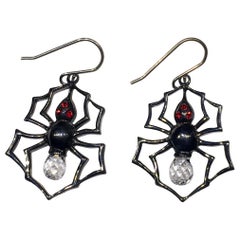 Kary Adam Designed, Blackened Silver Spider Earrings 