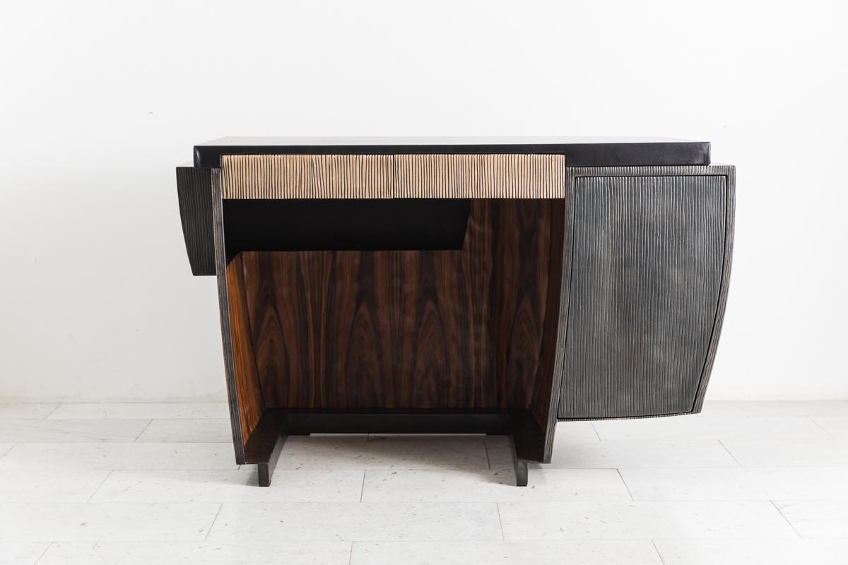 American Blackened Steel and Layered Bronze Desk, Usa For Sale