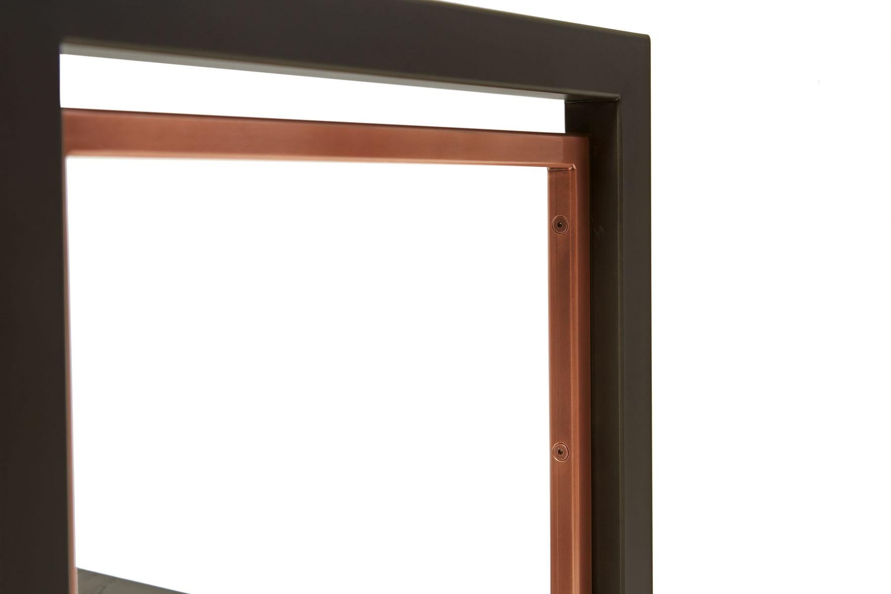 Blackened Steel, Antique Copper and Ebonized Oak Dining Chair For Sale 4