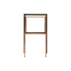 Blackened Steel, Antique Copper and Ebonized Oak Dining Chair