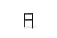 Blackened Steel Dining Chair with Black Leather Upholstered Seat