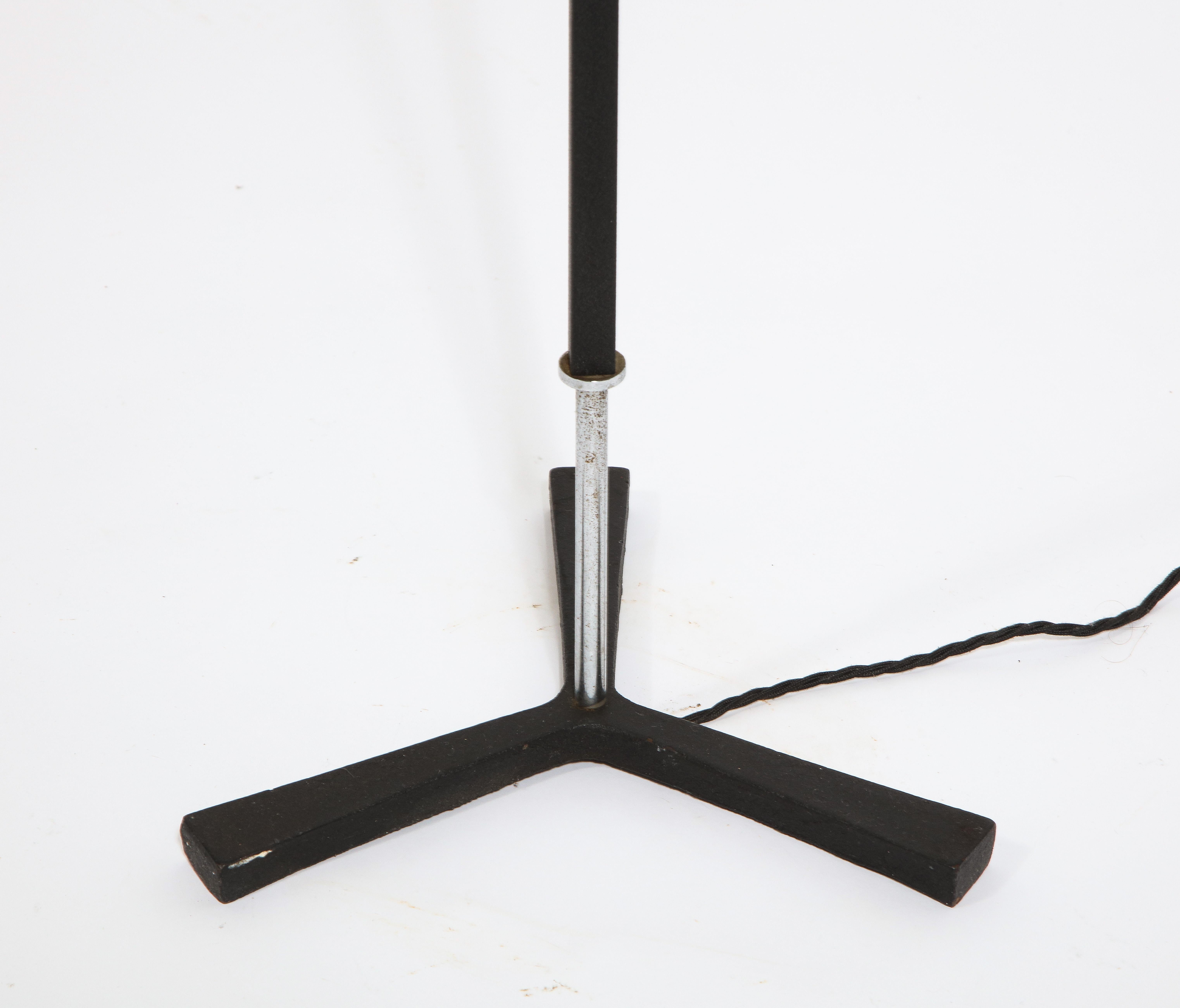 20th Century Blackened Steel Tripod Floor Lamp, France 1960's For Sale