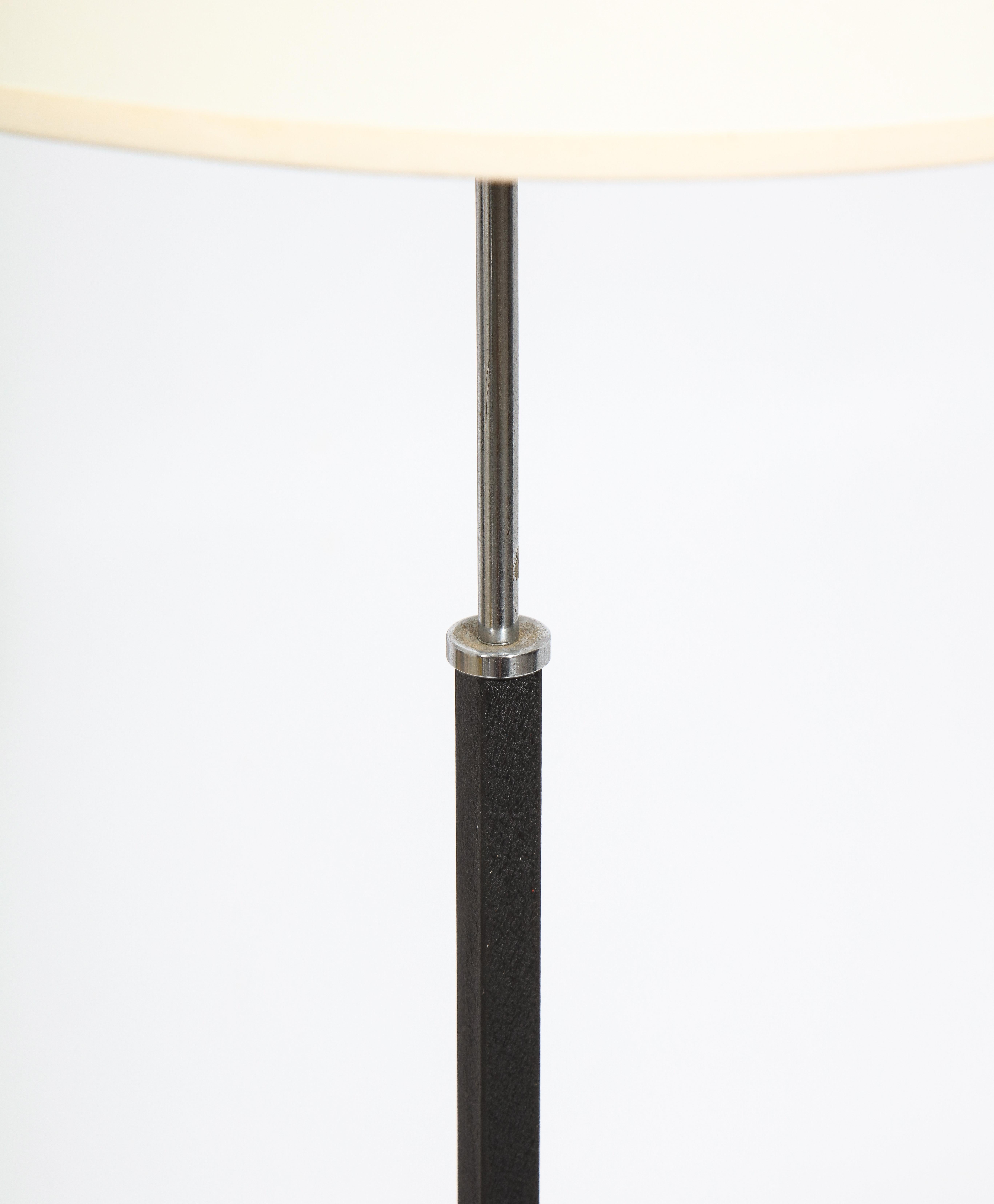 Blackened Steel Tripod Floor Lamp, France 1960's For Sale 2