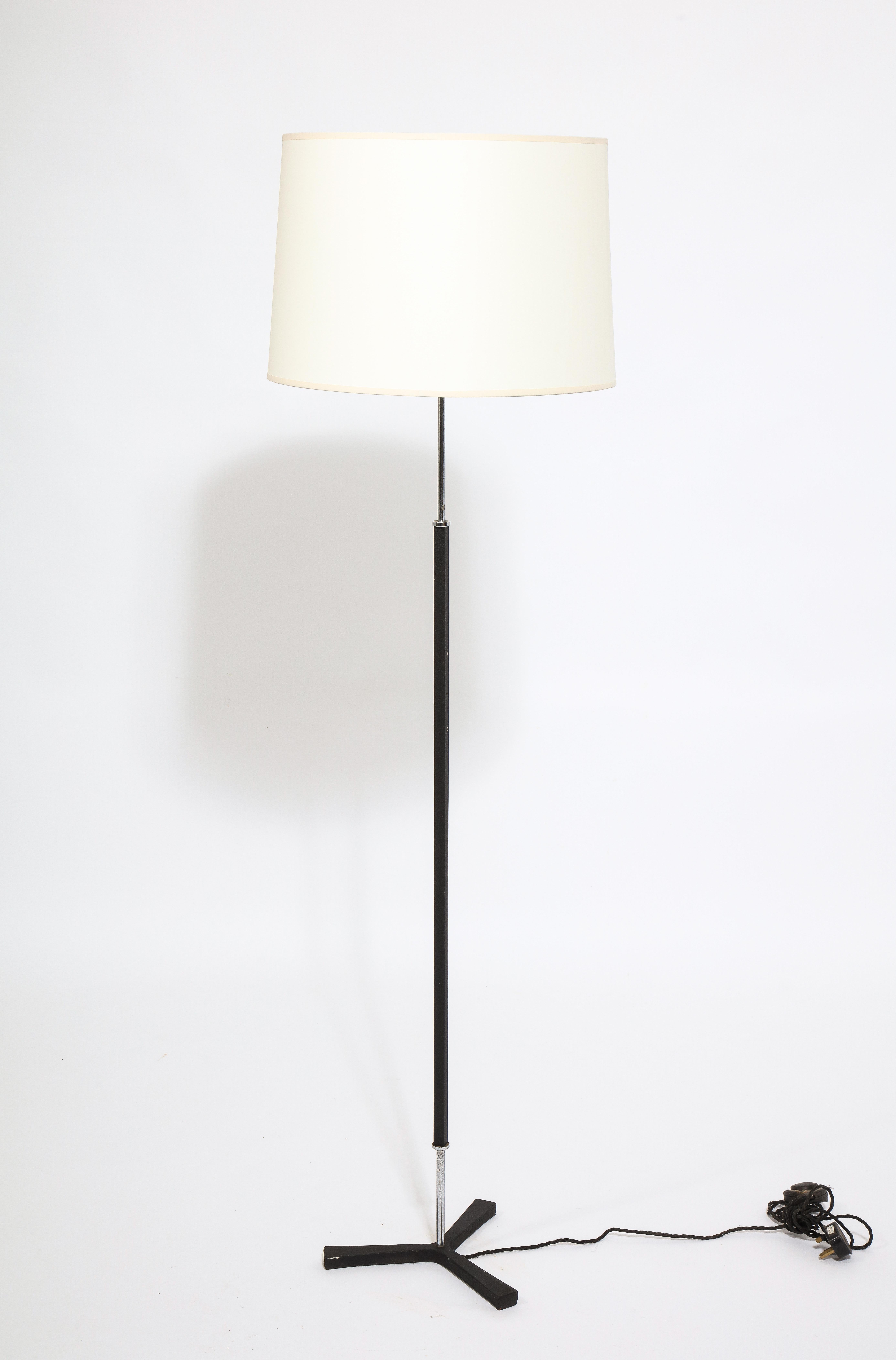 Blackened Steel Tripod Floor Lamp, France 1960's For Sale 3