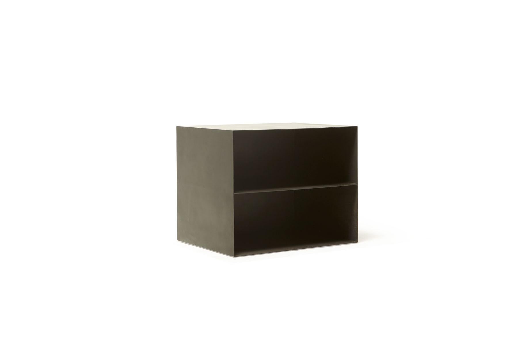 Modern Blackened Steel Extra Large Block Table For Sale
