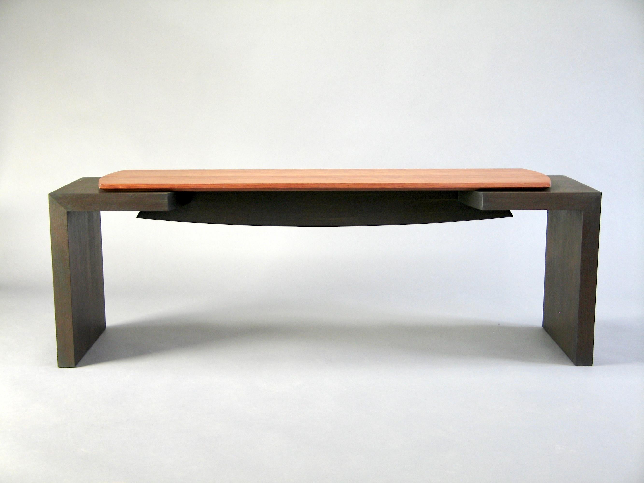 Modern Blackened Walnut Bubinga Bench  Thomas Throop  Black Creek Designs Made to Order For Sale