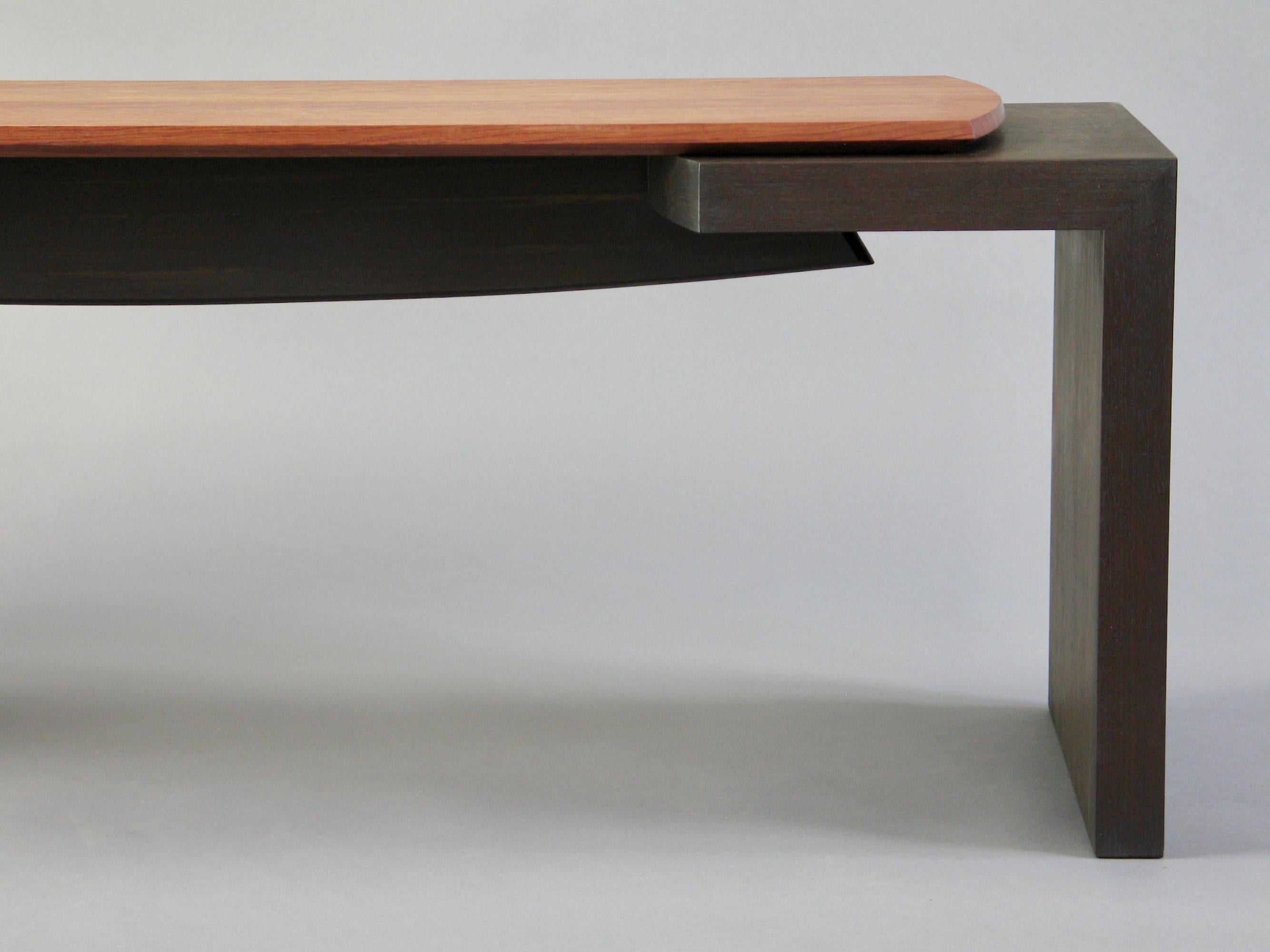 American Blackened Walnut Bubinga Bench  Thomas Throop  Black Creek Designs Made to Order For Sale