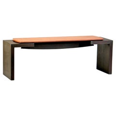 Blackened Walnut and Figured Bubinga Bench by Thomas Throop/ Black Creek Designs