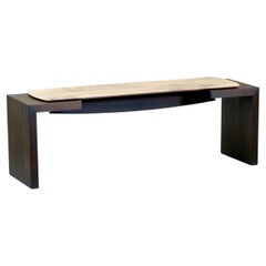 Blackened Walnut and Elm Bench by Thomas Throop/ Black Creek Designs- In Stock