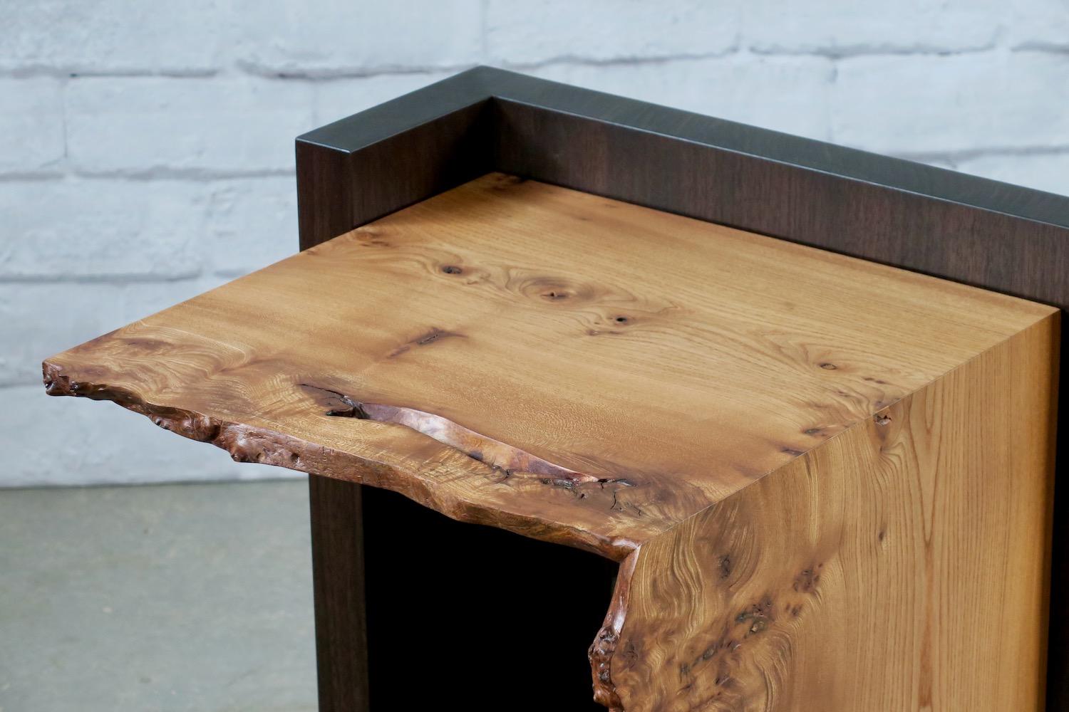 Live Edge Elm, Walnut Side Table by Thomas Throop/ Black Creek Designs- In Stock For Sale 1