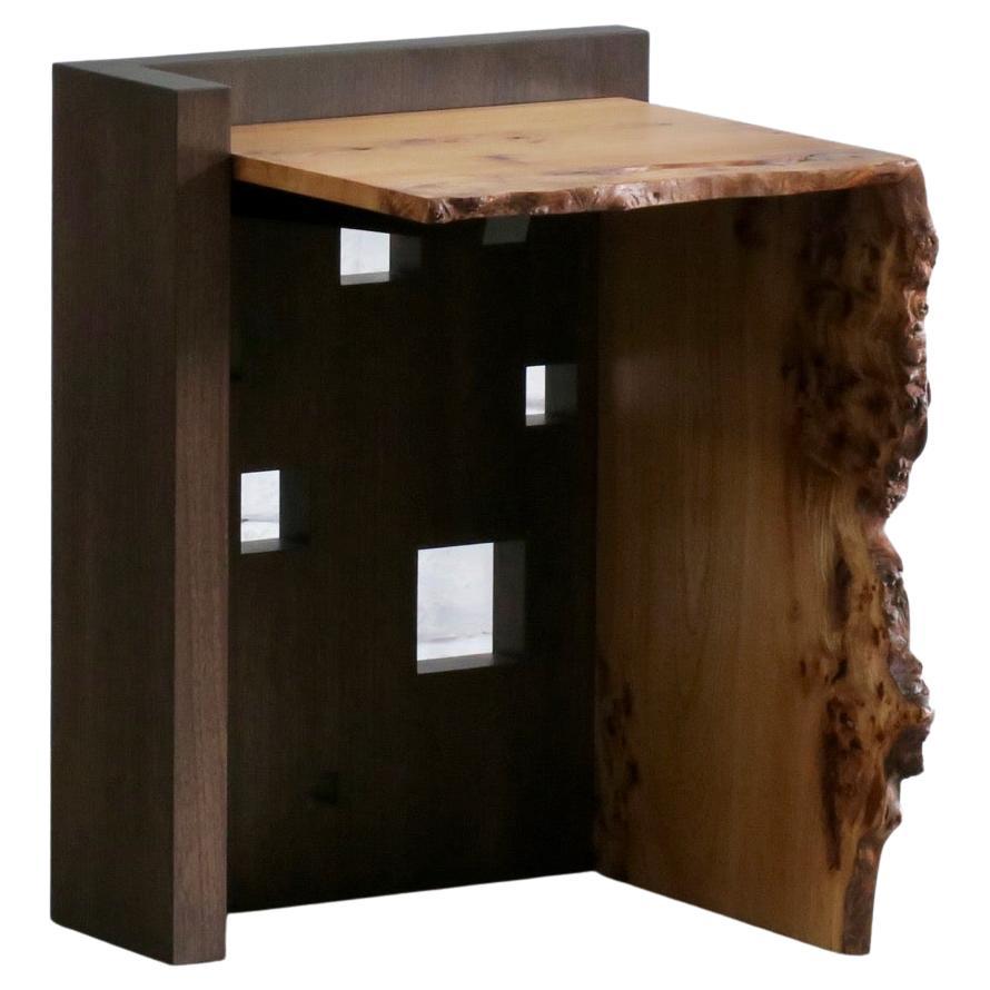 Live Edge Elm, Walnut Side Table by Thomas Throop/ Black Creek Designs- In Stock For Sale