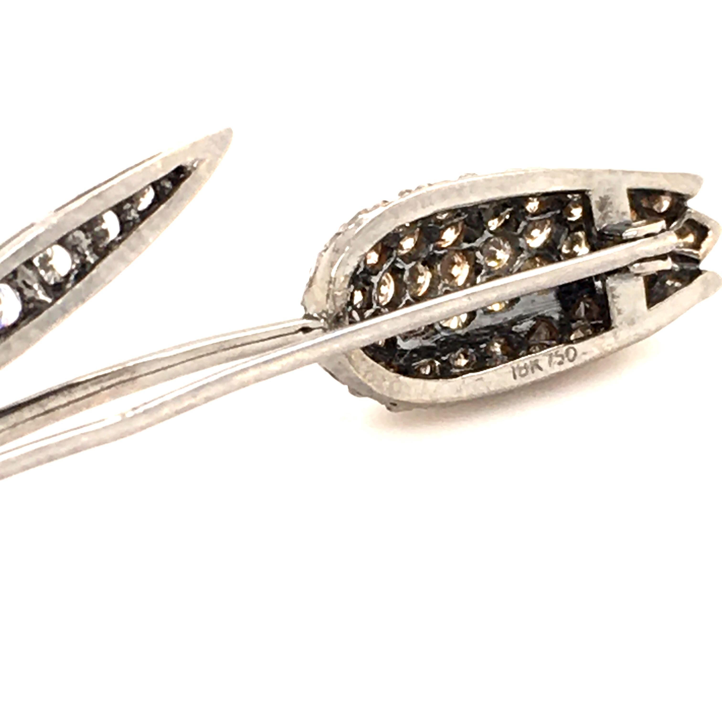 Blackened White Gold Brown and White Diamond Tulip Brooch In Excellent Condition For Sale In Lucerne, CH