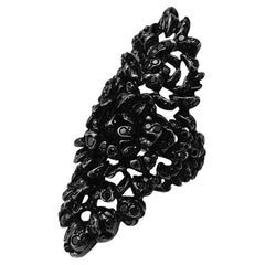 Blackened White Gold Repossi "Nérée" Ring Set with Black Diamonds