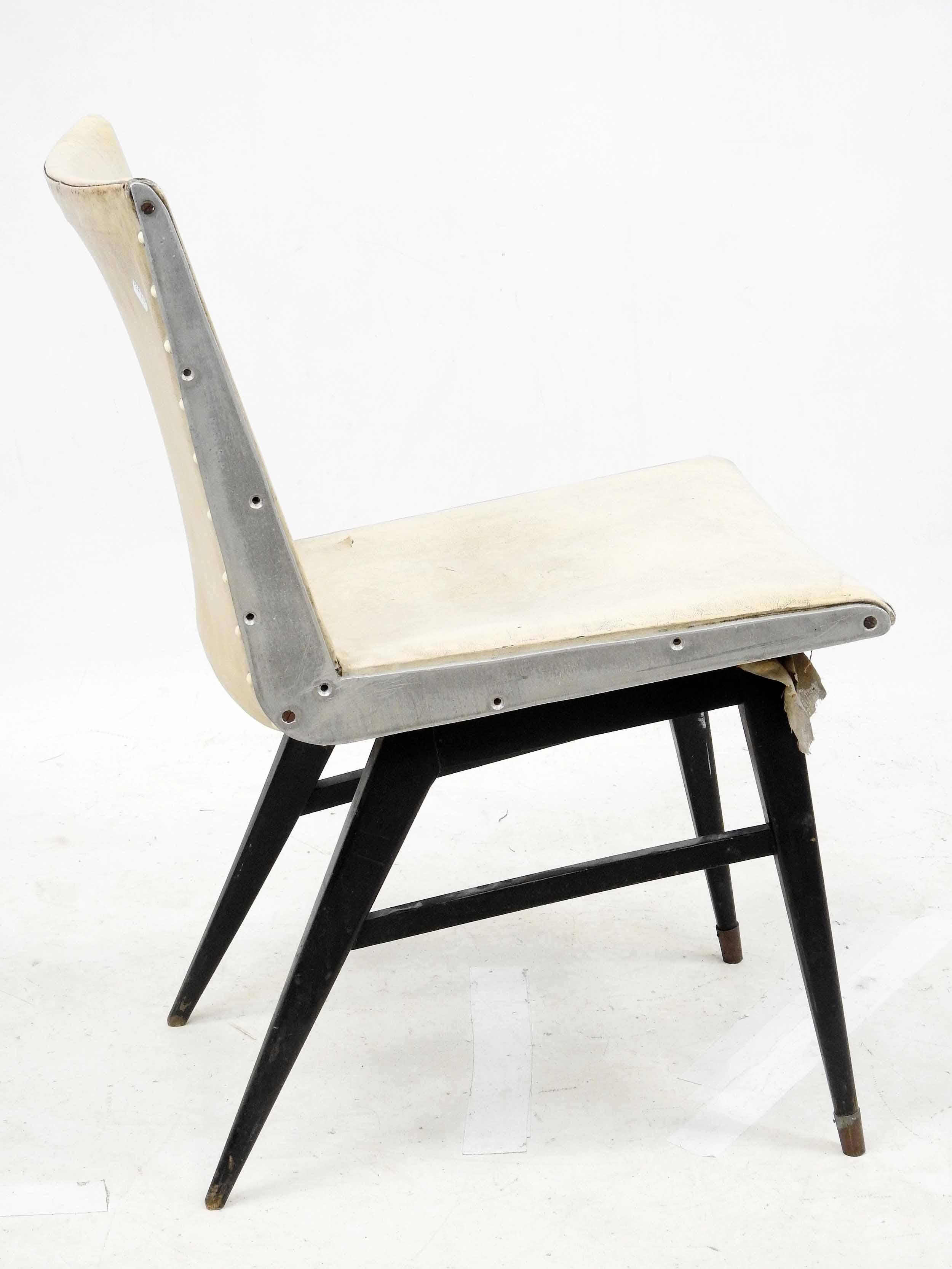 Blackened wood and aluminum chair in the style of Jens Risom. 
Probable prototype from the 1950s-1960s.
 