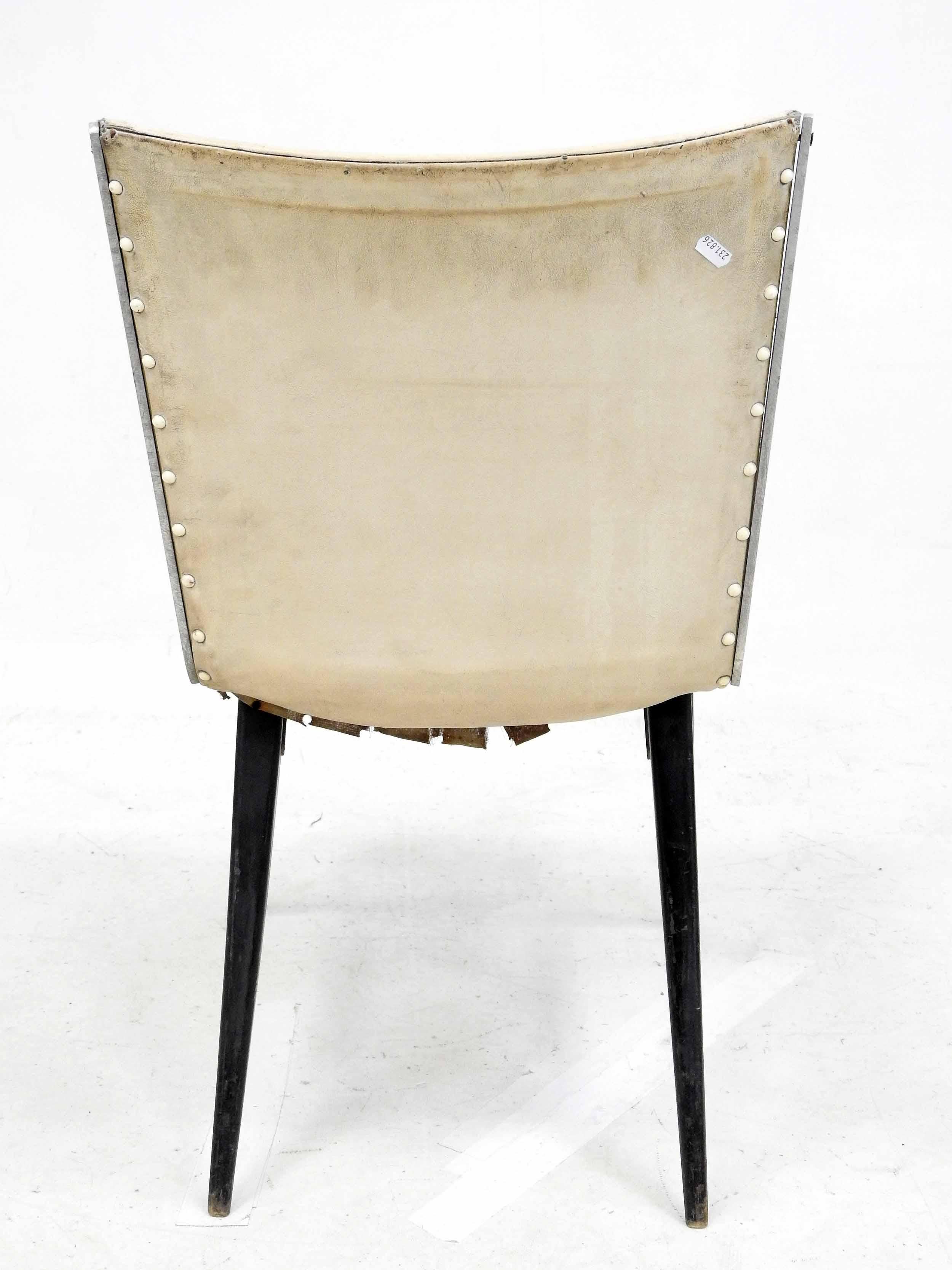 European Blackened Wood and Aluminum Chair in the Style of Jens Risom For Sale