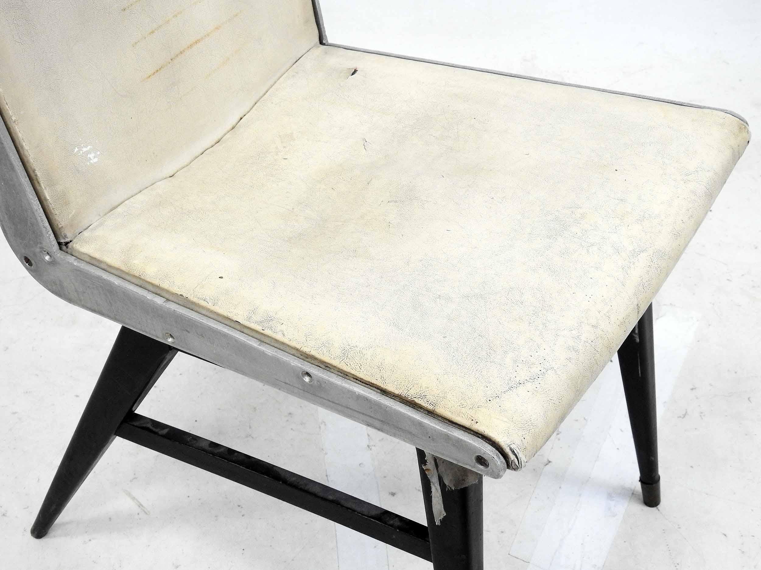 Blackened Wood and Aluminum Chair in the Style of Jens Risom For Sale 2